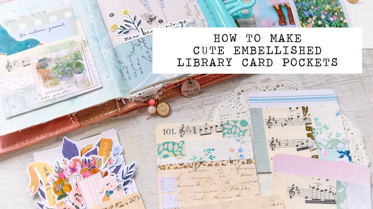 how to make cute embellished library card pockets