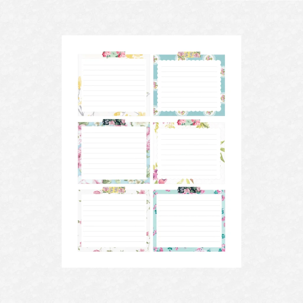Shabby Notecards Printable